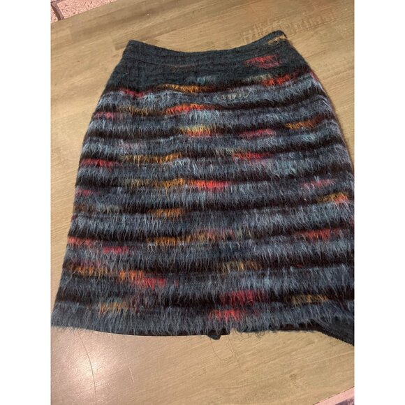 Maeve Multicolor Striped Fuzzy Wool Blend Mini Skirt - Picture 1 of 6